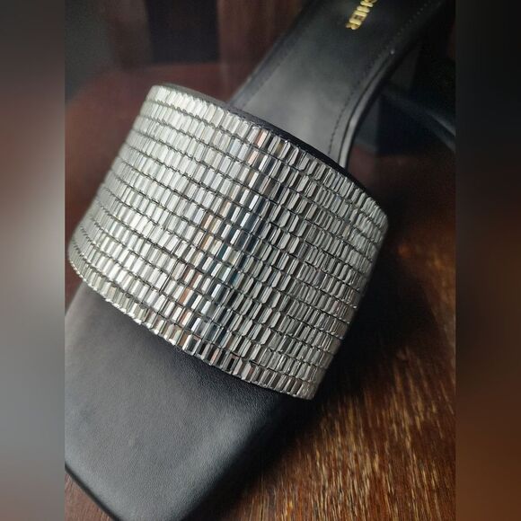 Marc Fisher Black and Silver Rhinstone Slide Heels Size 9.5 - Picture 4 of 7